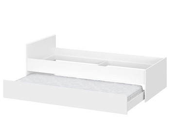 Кровать детская выкатная Токио, белый текстурный (одинарная (0,9х2,0) + выкатная) в Магнитогорске