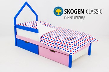 Кровать-домик детская мини Skogen синий-лаванда в Челябинске