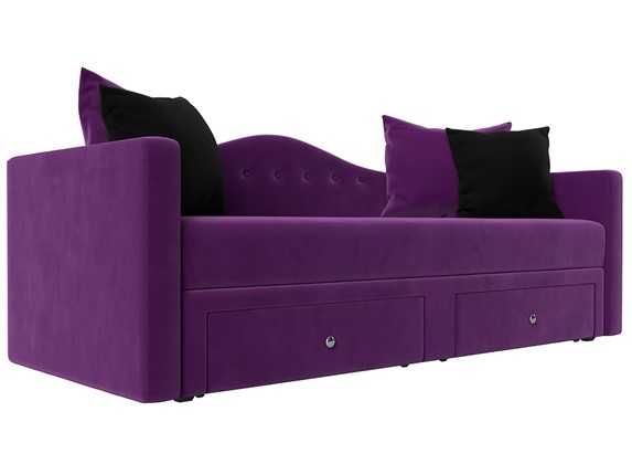 Диван-кровать Дориан, Фиолетовый/Черный (Микровельвет) в Челябинске - изображение