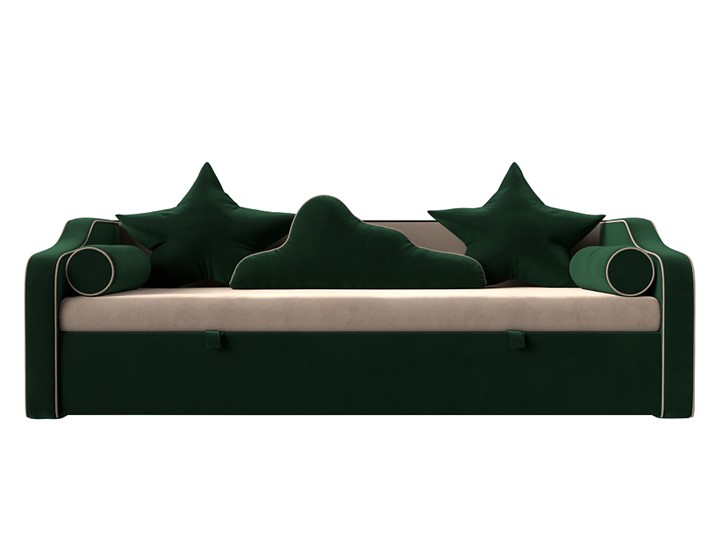 Диван-кровать Рико, Бежевый/Зеленый (Велюр) в Копейске - изображение 1