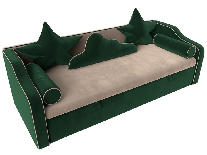 Диван-кровать Рико, Бежевый/Зеленый (Велюр) в Магнитогорске - изображение 4