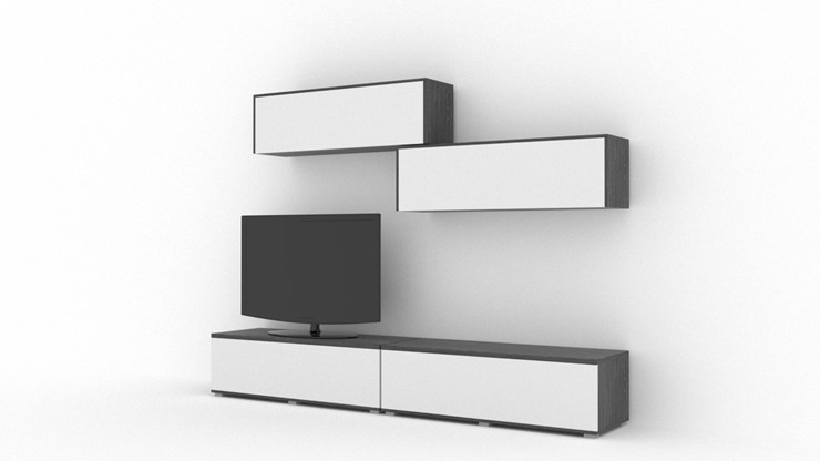 Гостиный гарнитур Куб (Cube), цвет Белый софт, Черный ясень в Миассе - изображение 1