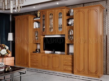 Гостиный гарнитур Альберт со шкафами, глянцевый в Магнитогорске
