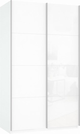Шкаф 2-створчатый Прайм (ДСП/Белое стекло) 1600x570x2300, белый снег в Челябинске - изображение