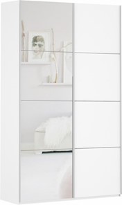 Шкаф 2-створчатый Прайм (ДСП/Зеркало) 1600x570x2300, белый снег в Троицке
