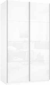 Шкаф Прайм (Белое стекло/Белое стекло) 1200x570x2300, белый снег в Челябинске - предосмотр