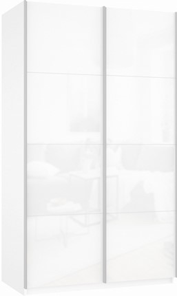 Шкаф Прайм (Белое стекло/Белое стекло) 1200x570x2300, белый снег в Челябинске - изображение