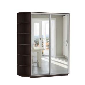 Шкаф 2-дверный Экспресс (2 зеркала), со стеллажом 1500x600x2400, венге в Челябинске - предосмотр