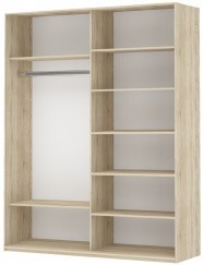 Шкаф 2-х дверный Прайм (ДСП/Белое стекло) 1400x570x2300, бетон в Челябинске - предосмотр 1