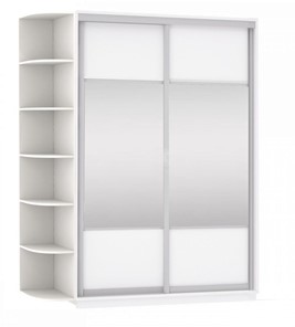 Шкаф 2-х створчатый Экспресс (Комби), со стеллажом 1900x600x2200, белый снег в Копейске