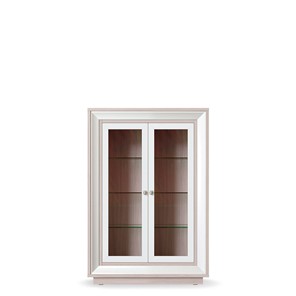 шкаф 2-х дверный (2 стеклодвери) низкий Прато 998, Ясень светлый \ жемчуг в Магнитогорске