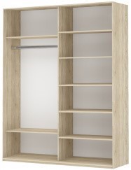 Шкаф двухдверный Прайм (Зеркало/Белое стекло) 1200x570x2300, дуб сонома в Челябинске - предосмотр 1