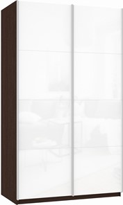 Шкаф-купе двухдверный Прайм (Белое стекло/Белое стекло) 1200x570x2300, венге в Копейске