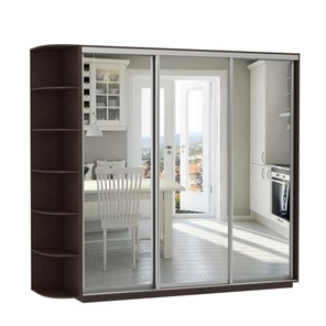 Шкаф 3-дверный Экспресс (3 зеркала), со стеллажом 2700х600х2200, венге в Миассе