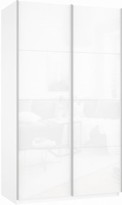 Шкаф Прайм (Белое стекло/Белое стекло) 1600x570x2300, белый снег в Челябинске - предосмотр