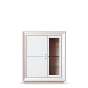 шкаф 3-х дверный (1 стеклодверь) низкий Прато 1179, Ясень светлый \ жемчуг в Копейске