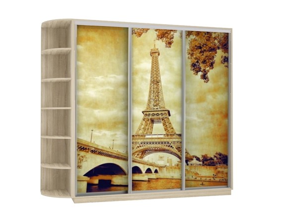 Шкаф 3-створчатый Экспресс со стеллажом, 2100х600х2200, Париж/дуб сонома в Миассе - изображение