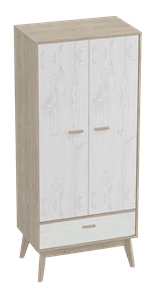 Шкаф для одежды Калгари, Дуб натуральный светлый/Белый матовый в Миассе