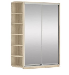 Шкаф 2-дверный Экспресс (2 зеркала), со стеллажом 1500x600x2200, дуб сонома в Челябинске - предосмотр