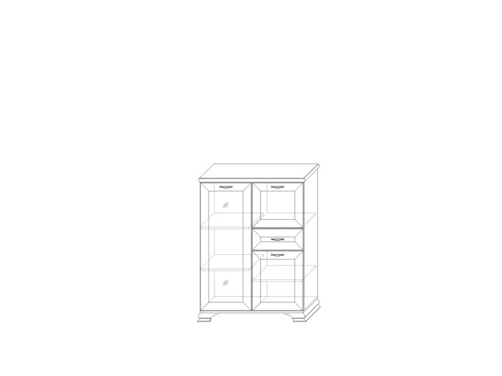Низкий шкаф (1 стеклодверь) Сиена, Бодега белый / патина золото в Челябинске - изображение 1