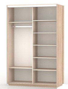 Шкаф двухдверный Экспресс (ДСП/Зеркало) со стеллажом 1500х600х2400, шимо светлый в Копейске - предосмотр 1
