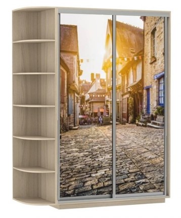Шкаф двухдверный Хит, 1500x600x2200, фотопечать, со стеллажом, улица, шимо светлый в Миассе - изображение