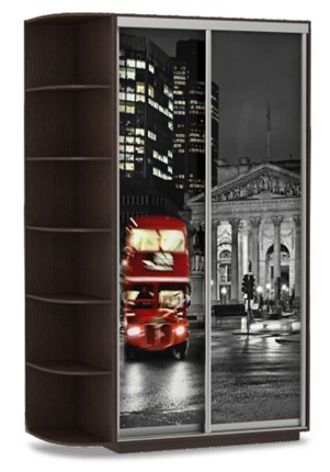 Шкаф 2-створчатый Хит, 1500x600x2200, фотопечать, со стеллажом, ночной лондон, венге в Челябинске - изображение
