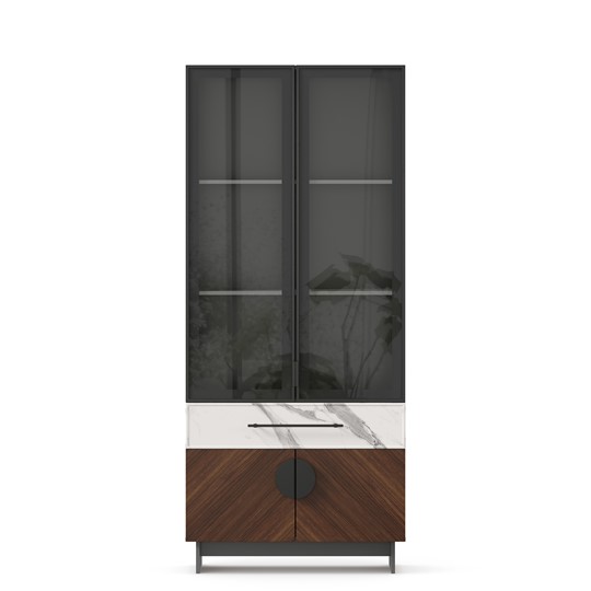 Распашной комбинированный шкаф 880 Вилена ЛД 138.150.000, Оникс Серый/Монте белый в Копейске - изображение 3