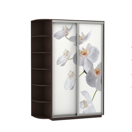 Шкаф 2-дверный Экспресс 1500x600x2200, со стеллажом, Орхидея белая/венге в Челябинске - изображение