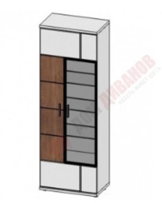 Шкаф витрина со стеклом левая Корано, Бм.Кор-01, белый экспо/ольха текстурная в Миассе