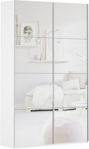 Шкаф 2-дверный Прайм (Зеркало/Зеркало) 1600x570x2300, белый снег в Копейске