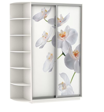 Шкаф Экспресс 1700x600x2200, со стеллажом, Орхидея белая/белый снег в Челябинске - изображение