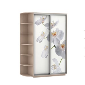 Шкаф 2-дверный Экспресс 1700x600x2200, со стеллажом, Орхидея белая/дуб молочный в Магнитогорске
