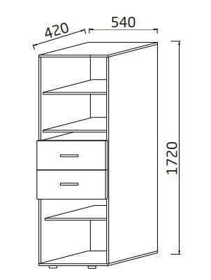 Шкаф-пенал в гостиную Палермо П-1, дуб крафт белый/дуб крафт серый в Магнитогорске - изображение 1