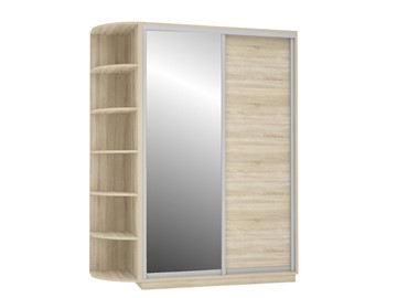 Шкаф 2-х дверный Экспресс (ДСП/Зеркало) со стеллажом 1500х600х2400, дуб сонома в Челябинске - предосмотр