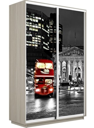 Шкаф-купе двухдверный Экспресс 1200x450x2200, Ночной Лондон/шимо светлый в Челябинске - изображение