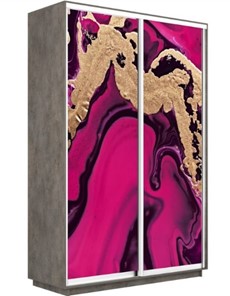 Шкаф 2-створчатый Экспресс 1200x600x2200, Абстракция розовая/бетон в Магнитогорске