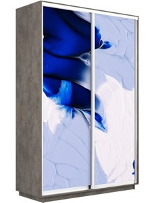 Шкаф 2-дверный Экспресс 1400x450x2200, Абстракция бело-голубая/бетон в Магнитогорске