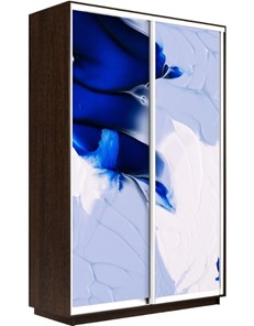 Шкаф 2-дверный Экспресс 1400x450x2200, Абстракция бело-голубая/венге в Челябинске