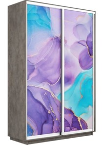 Шкаф 2-х дверный Экспресс 1400x450x2200, Абстракция фиолетовая/бетон в Челябинске - предосмотр