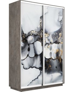 Шкаф 2-створчатый Экспресс 1400x450x2400, Абстракция серая/бетон в Магнитогорске