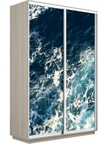 Шкаф 2-х дверный Экспресс 1400x450x2400, Морские волны/шимо светлый в Челябинске - предосмотр