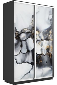 Шкаф 2-створчатый Экспресс 1400x600x2200, Абстракция серая/серый диамант в Челябинске