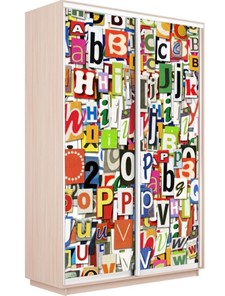Шкаф 2-дверный Экспресс 1400x600x2200, Буквы/дуб молочный в Челябинске - предосмотр