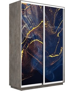 Шкаф 2-створчатый Экспресс 1400x600x2400, Абстракция золотая пыль/бетон в Миассе