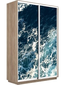 Шкаф 2-дверный Экспресс 1400x600x2400, Морские волны/дуб сонома в Челябинске