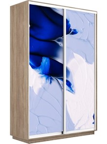Шкаф 2-х створчатый Экспресс 1600x450x2200, Абстракция бело-голубая/дуб сонома в Челябинске