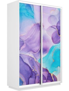 Шкаф двухдверный Экспресс 1600x450x2200, Абстракция фиолетовая/белый снег в Магнитогорске
