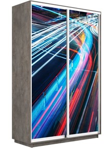 Шкаф 2-дверный Экспресс 1600x450x2400, Ночная магистраль/бетон в Миассе
