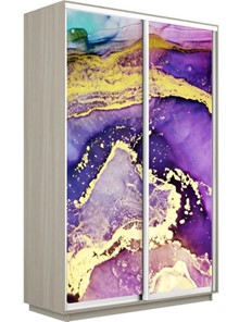 Шкаф Экспресс 1600x600x2200, Абстракция фиолетово-золотая/шимо светлый в Челябинске - предосмотр